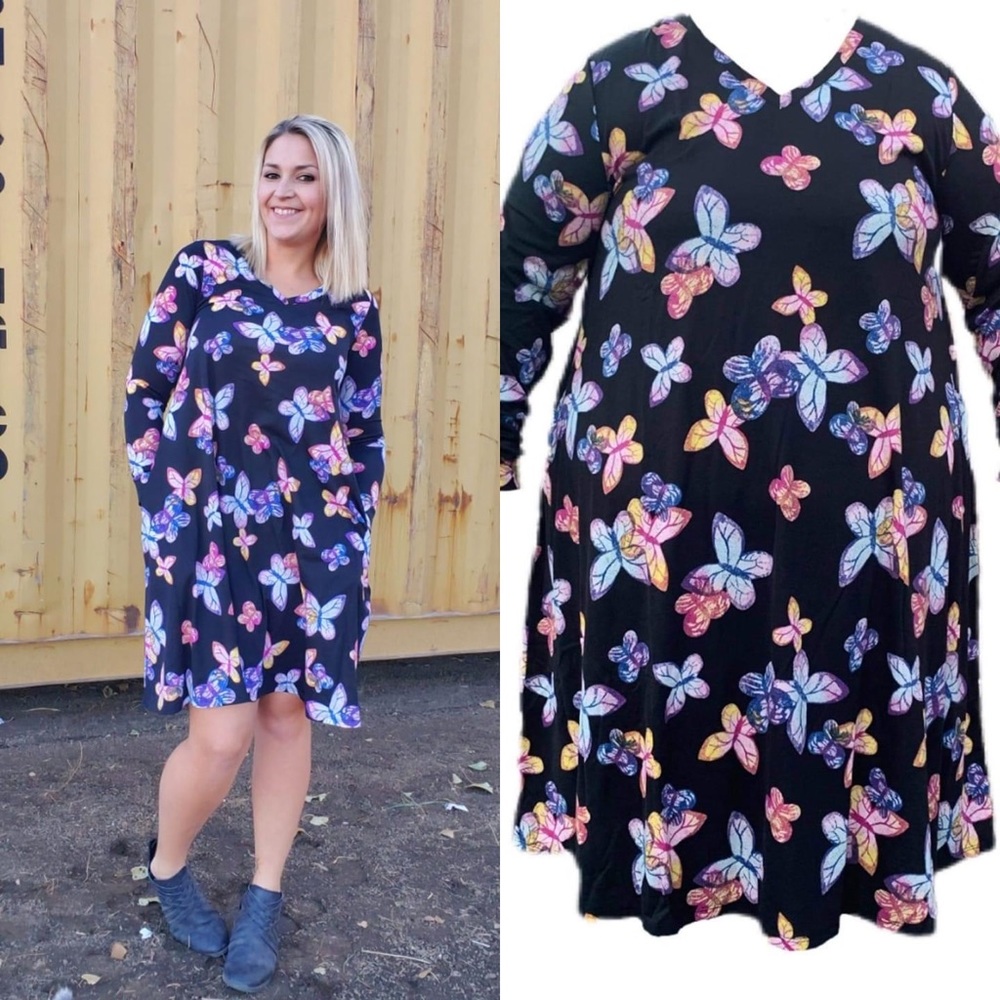 NWT - LuLaRoe Emily Dress - Butterfly Print - XS